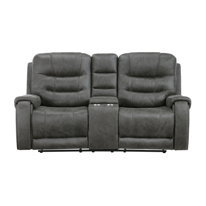 9634DGY-2 Double Reclining Love Seat with Center Console
