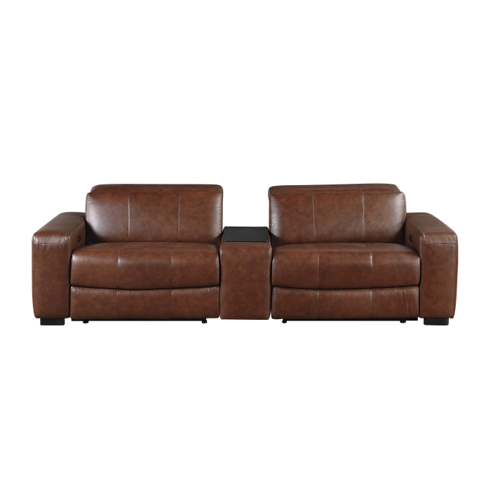 9790BRW-2CNPWH* Power Double Reclining Love Seat with Center Console, Power Headrest and Charging Ports