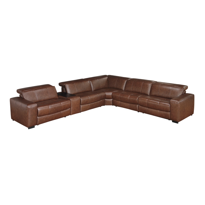 9790BRW*6LRRRPWH 6-Piece Modular Power Reclining Sectional with Power Headrests and Charging Ports