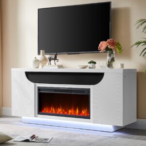 AILEEN WHITE 76″ ENT UNIT W/LED, SPEAKERS, CRYSTAL AND POP-UP DOORS