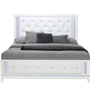 ALINA WHITE TWIN BED HEADBOARD WITH LED
