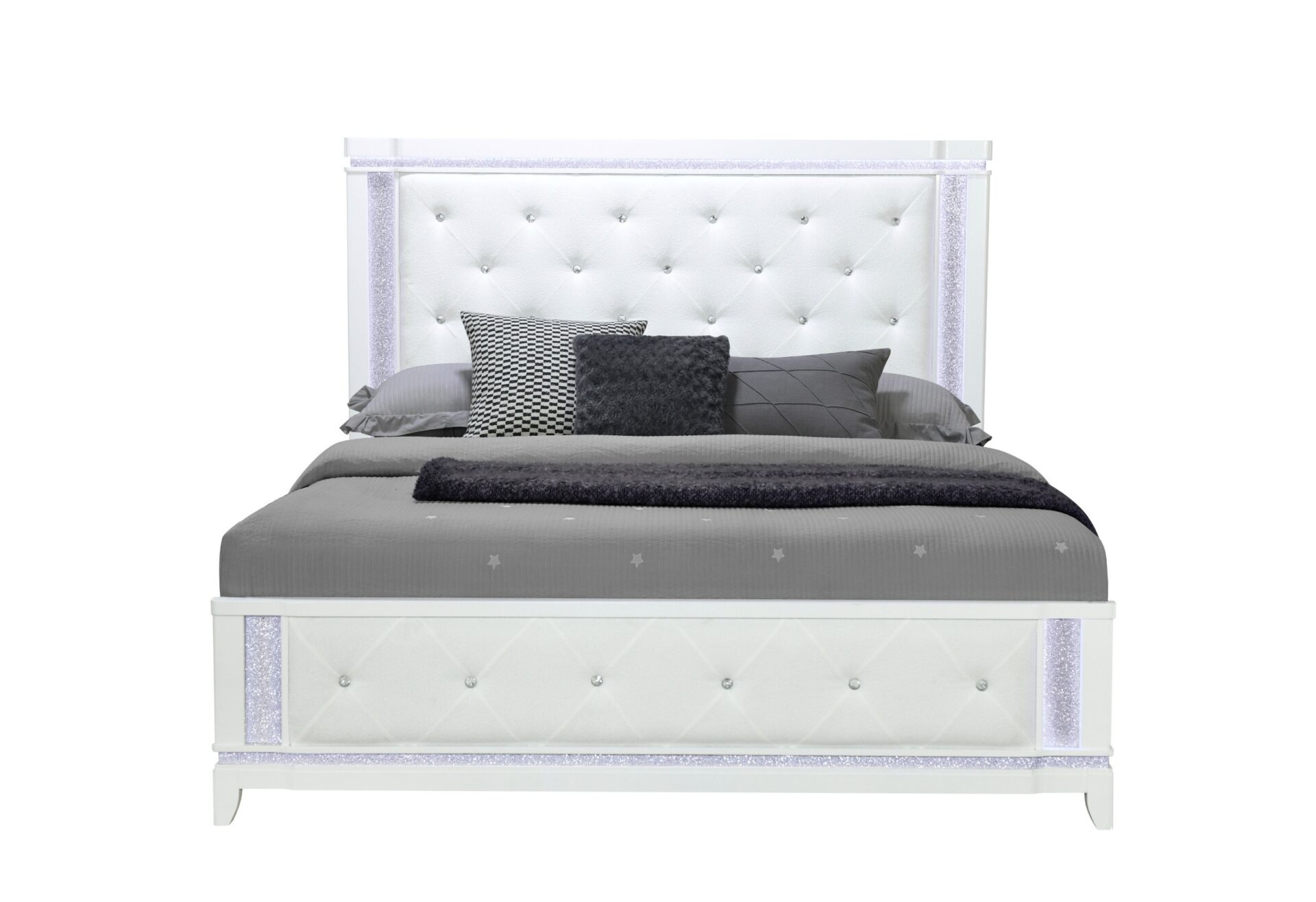 ALINA WHITE QUEEN BED HEADBOARD WITH LED