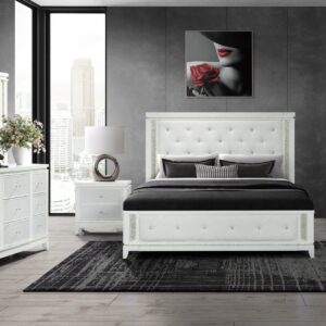 ALINA WHITE FULL BED GROUP WITH LED, COOLER, SPEAKER AND USB
