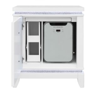 ALINA WHITE NIGHTSTAND WITH COOLER, LED, SPEAKER AND USB