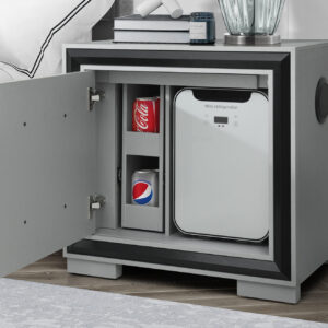 AMELIA GREY/BLACK NIGHTSTAND WITH COOLER AND SPEAKER