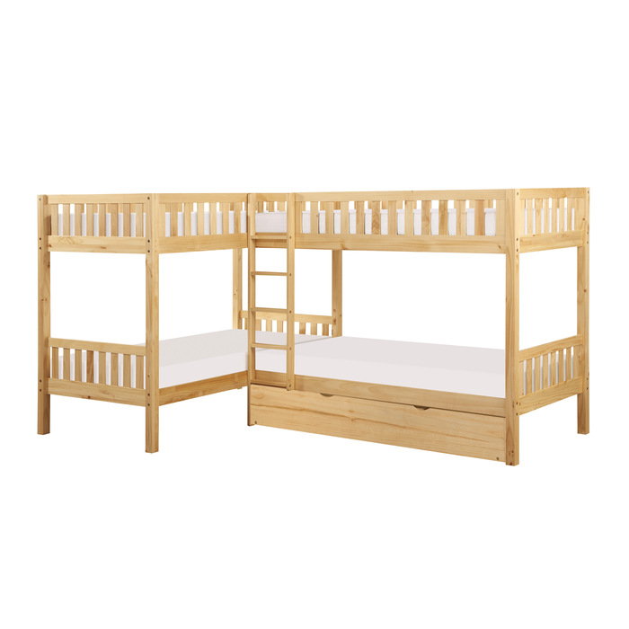 B2043CN-1R* Corner Bunk Bed with Twin Trundle
