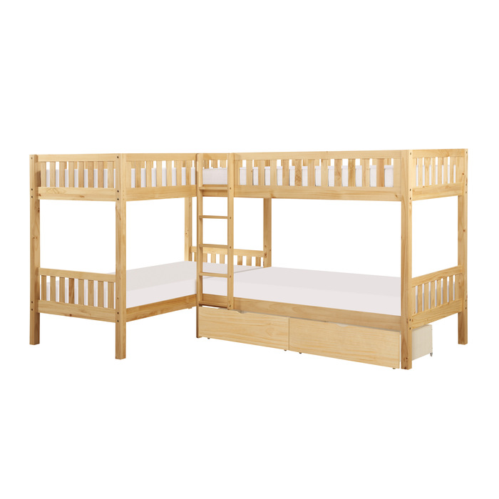 B2043CN-1T* Corner Bunk Bed with Storage Boxes
