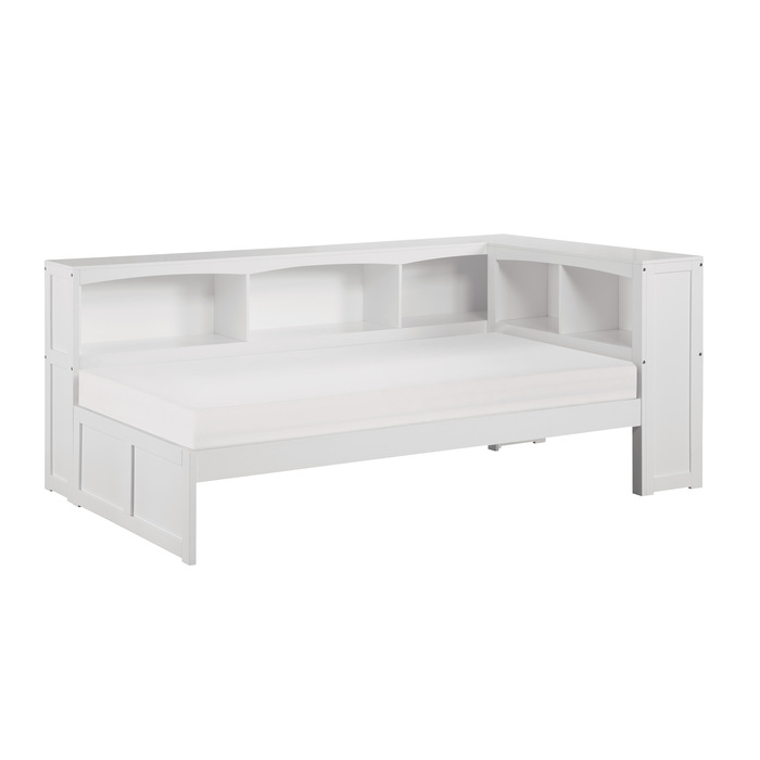 B2053BCW-1BC* Twin Bookcase Corner Platform Bed