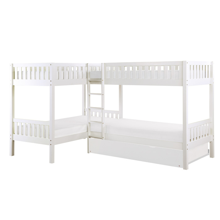 B2053CNW-1R* Corner Bunk Bed with Twin Trundle