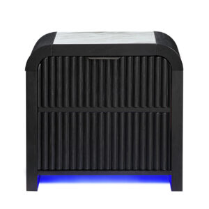 BECKETT WHITE/BLACK NIGHTSTAND WITH LED, COOLER AND SPEAKER