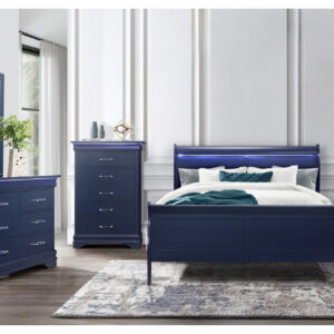 CHARLIE BLUE TWIN BED, DRESSER, MIRROR, & NIGHTSTAND
