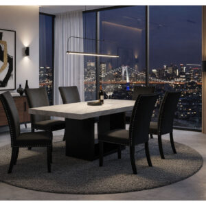 D02 DINING TABLE + 6 D03 BLACK DINING CHAIRS