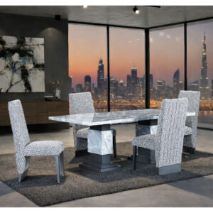 D1212 DINING TABLE + 8 D12DC WHITE/GREY