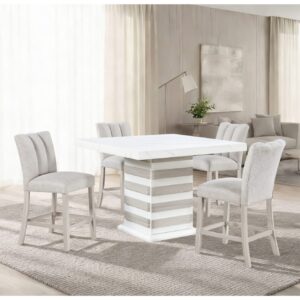 D2507 BAR TABLE WITH 4 D06 BAR STOOLS BEIGE