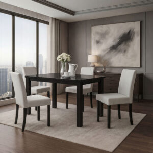 D8032 BLACK DINING TABLE & D9026 DINING CHAIR SILVER
