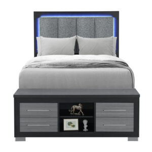 EMMA BLACK/GREY FULL BED WITH LED AND USB
