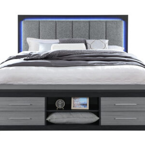 EMMA BLACK/GREY KING BED WITH LED AND USB