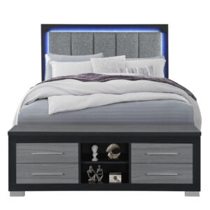 EMMA BLACK/GREY QUEEN BED WITH LED AND USB