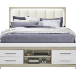 EMMA NATURAL/WHITE KING BED WITH LED AND USB