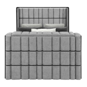 ISABELLA GREY QUEEN BED W/LED, TV LIFT, SPEAKER AND FIREPLACE