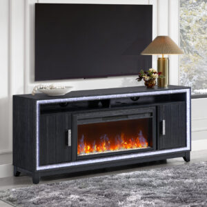 LILY DARK GREY ENT UNIT 72 INCH W/ LED, SPEAKERS, CRYSTAL INSERTS