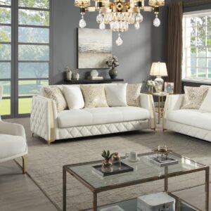 Lippa Living Room Set in Off White