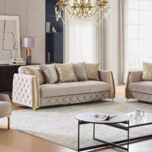 Lippa Living Room Set in Taupe