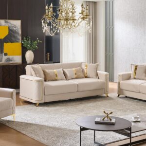 Lisa Living Room Set in Beige