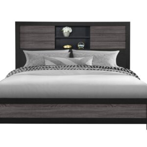 LISBON GREY/BLACK BOOKCASE KING BED