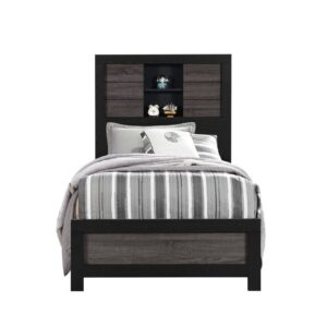 LISBON GREY/BLACK BOOKCASE TWIN BED