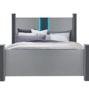 LOGAN SILVER KING BED WITH LED AND SPEAKERS