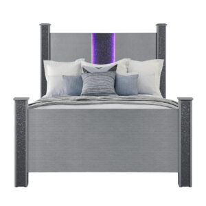 LOGAN SILVER QUEEN BED WITH LED AND SPEAKERS