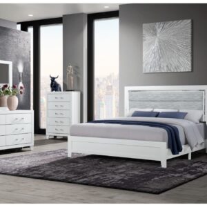 LUCCIA WHITE TWIN BED GROUP WITH LED