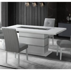MONACO WHITE DINING TABLE + 6 MONACO DINING CHAIR