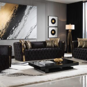 Naomi Living Room Set in Black