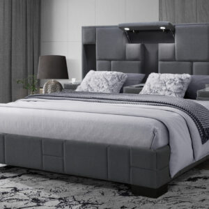 OSCAR DARK GREY 8 KING BED NO WOOD TRIM