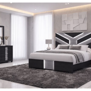 OPTIMUS BLACK FULL BED, DRESSER, MIRROR AND NIGHTSTAND