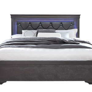 POMPEI METALLIC GREY KING BED WITH LED