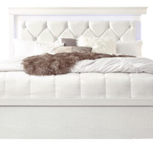 POMPEI METALLIIC WHITE KING BED WITH LED
