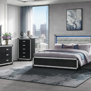 SOLEIL CHARCOAL KING BED GROUP WITH COOLER AND SPEAKER