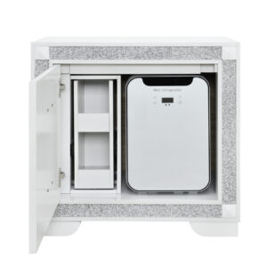 SOLEIL WHITE NIGHTSTAND WITH COOLER AND SPEAKER