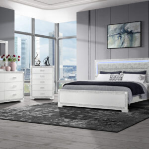 SOLEIL WHITE QUEEN BED GROUP WITH COOLER AND SPEAKER
