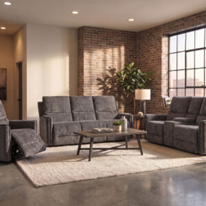 U2203 DARK GREY POWER RECLINING SOFA/POWER CONSOLE RECLINING LOVESEAT