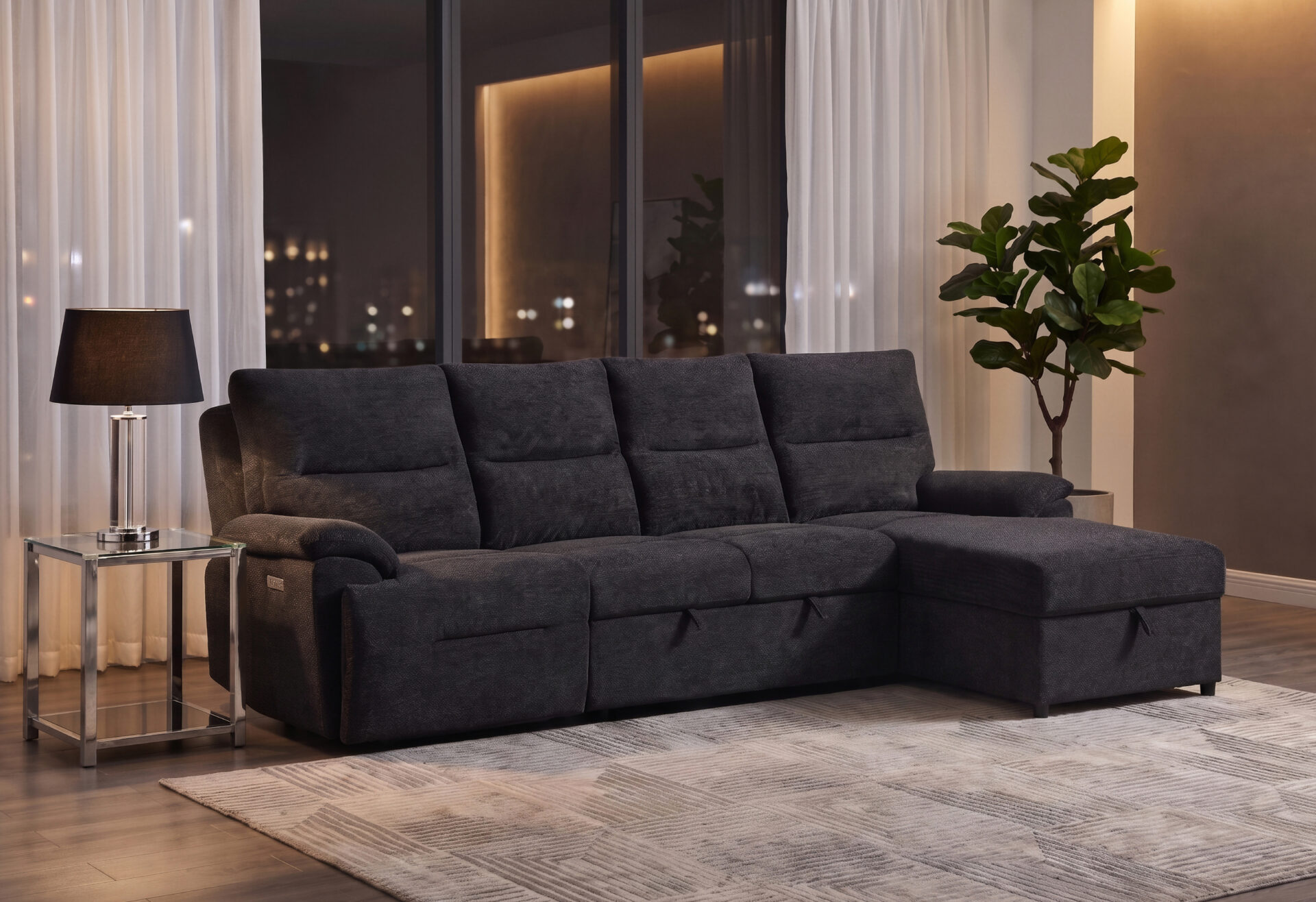 U3823 BLACK SLEEPER SECTIONAL