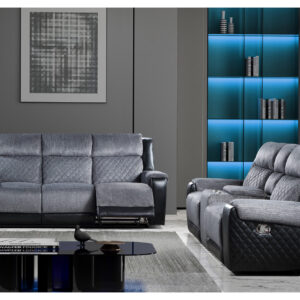 U5914/U5915 GREY/BLACK REC SOFA/CRLS W/IMMERSIVE SOUND & BLUE LED