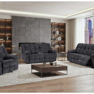 U6000 BLACK RECLINING SOFA/CONSOLE RECLINING LOVESEAT/RECLINER