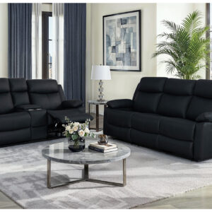 U6026 BLACK PU 72A REC SOFA/CONSOLE REC LOVESEAT W/LED & SPEAKER