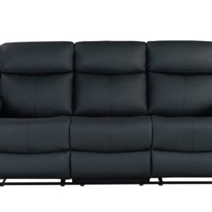 U6026 BLACK PU 72A RECLINING SOFA WITH LED