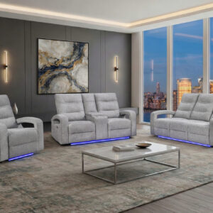 U6611 GREY 15 POWER RECLINING SOFA/POWER CONSOLE RECLINING LOVESEAT