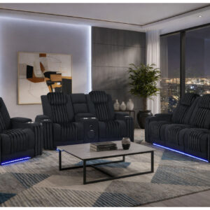 U8000 BLACK PWR REC SOFA/PWR CONSOLE REC LOVESEAT W/PHR